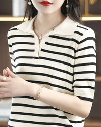 Oton Striped V-Neck Short-Sleeve T-Shirt