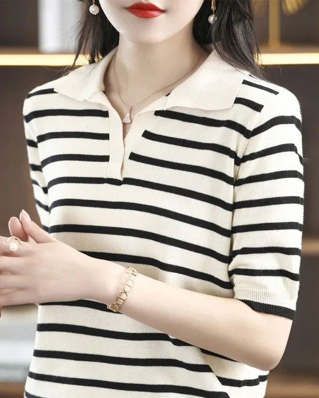 Oton Striped V-Neck Short-Sleeve T-Shirt