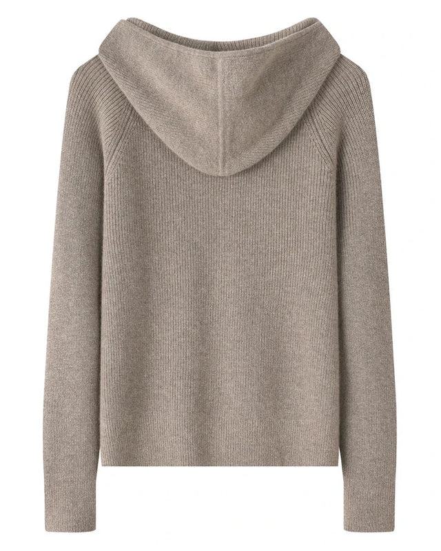 Hooded Cashmere Zip Cardigan