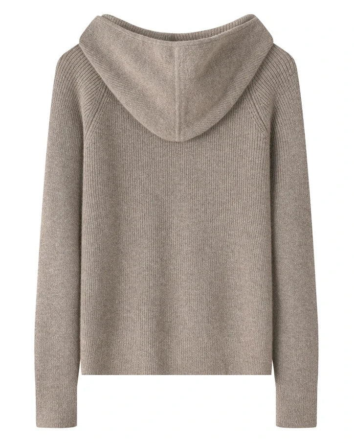 Hooded Cashmere Zip Cardigan