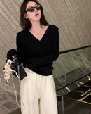 Cashmere Lapel Short Cardigan