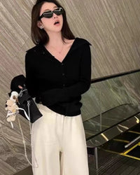 Cashmere Lapel Short Cardigan