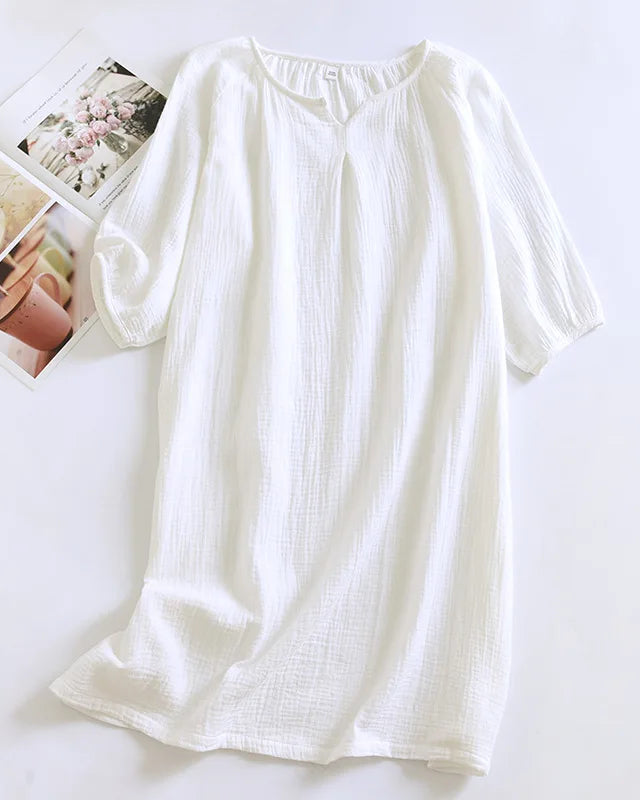 Cotton Crepe Solid Nightgown