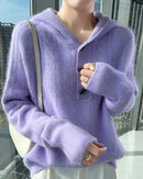 Mink Cashmere Hooded Knit Pullover