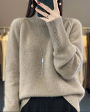 Raglan Merino Wool Mock Neck Sweater