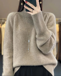 Raglan Merino Wool Mock Neck Sweater