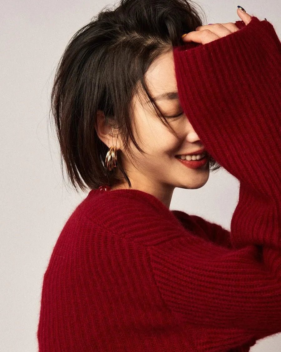 High-Neck Cashmere Loose Retro Sweater