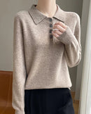 Wool Polo Collar Knitted Pullover Sweater