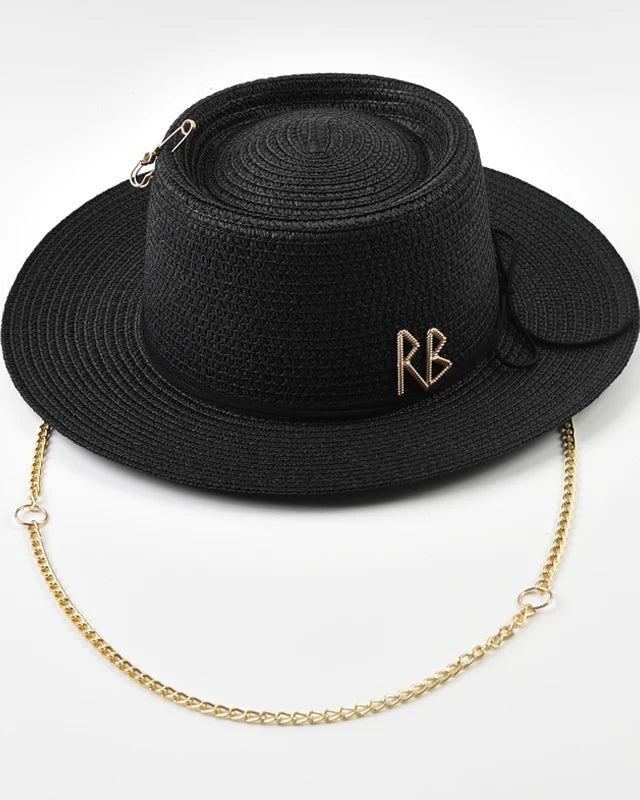 Ribbon-Trim Straw Sun Hat
