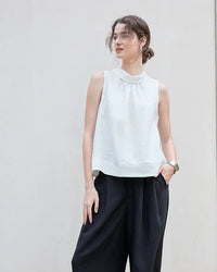 Casual Sleeveless Stand-Up Collar Fashion T-Shirt