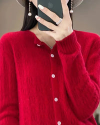 Thick Button-Front Merino Wool Cardigan