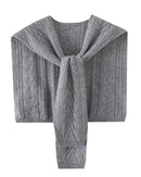 Wool Hollow Twist Knit Shawl