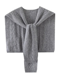 Wool Hollow Twist Knit Shawl