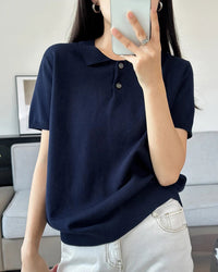 Cotton-Collared Short-Sleeved T-Shirt