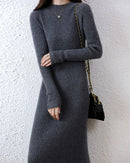 Ribbed Merino Wool Midi Dress