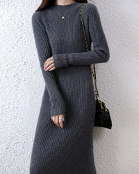 Ribbed Merino Wool Midi Dress