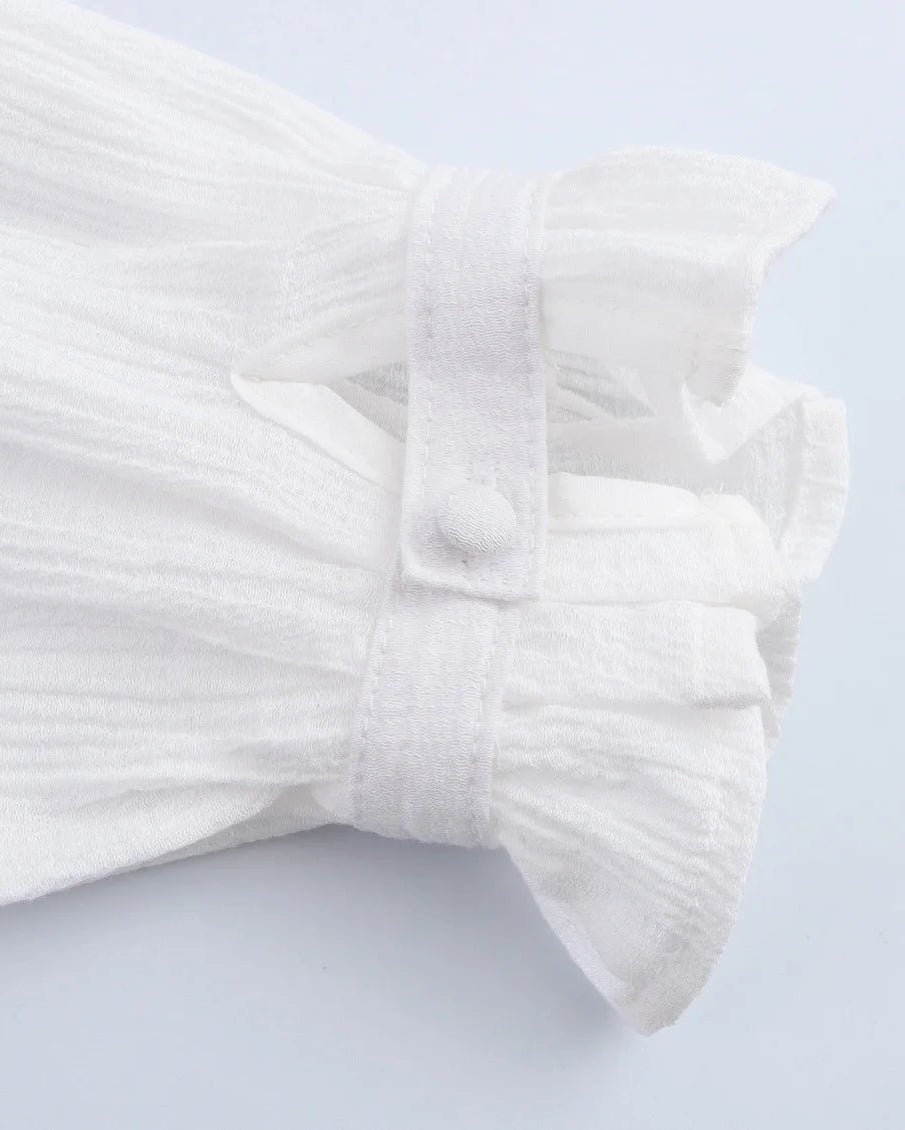 Stylish Short Hollow-Out Embroidered Shirt