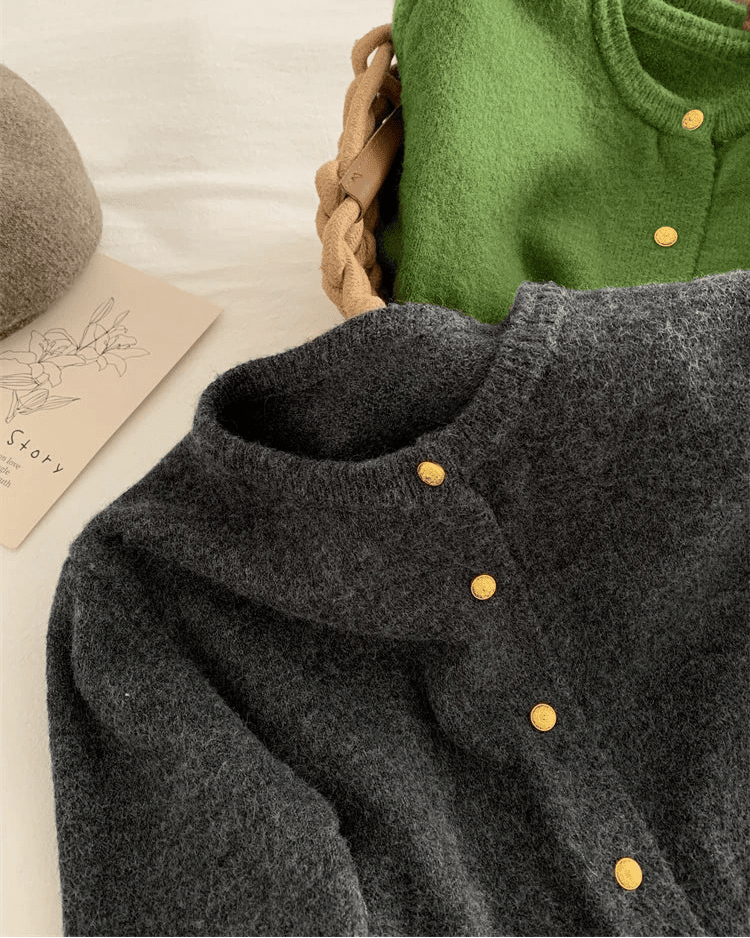 Casual Long-Sleeved Round-Neck Cardigan Sweater