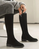 Suede Zip Knee Plush-High Boots