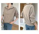 Gentle Herd Lapel Zipper Cashmere Pullover
