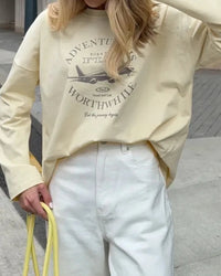 Relaxed Cotton Graphic Long Sleeve Tee