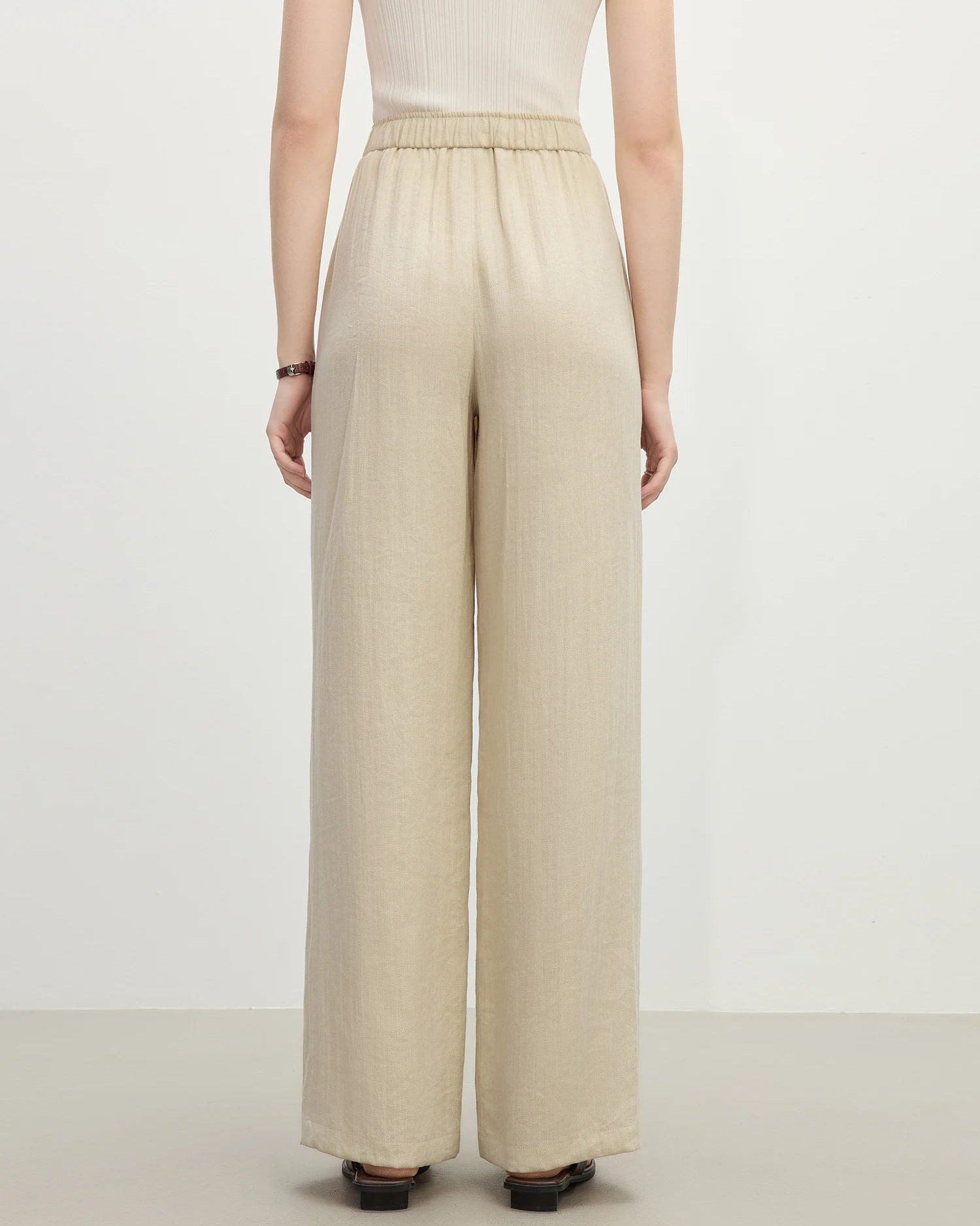 Linen Straight Elastic High Waist Pants