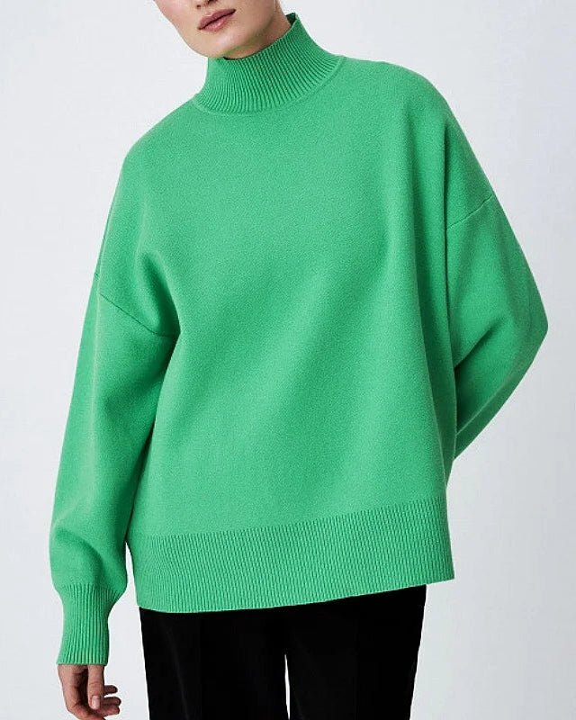 Half-Turtleneck Knit Sweater & High Waist Wide-Leg Trouser 2-Piece Set