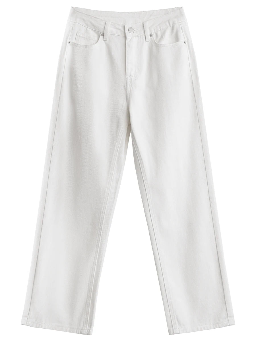 High-Waist Cotton Straight-Leg Jeans
