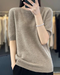 Extrafine Merino Wool Short-Sleeve Sweater