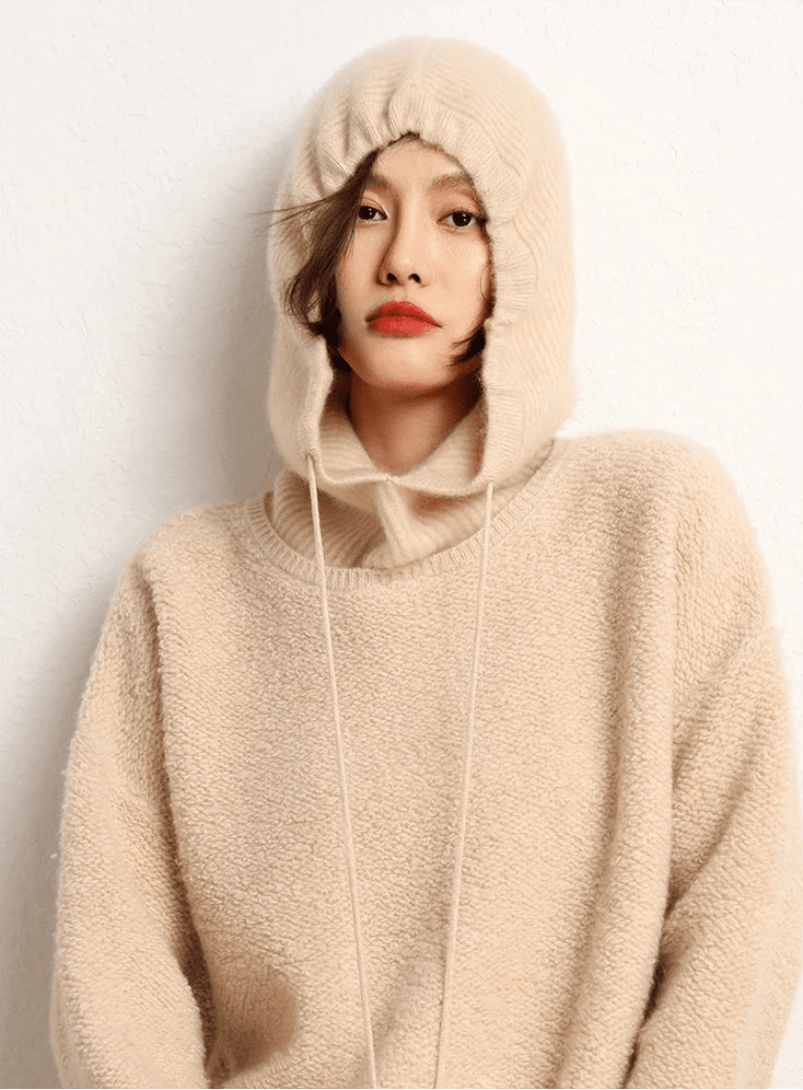 Pure Cashmere Knitted Fashion Scarf And Hat