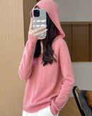Merino Wool Hooded Pullover Sweater