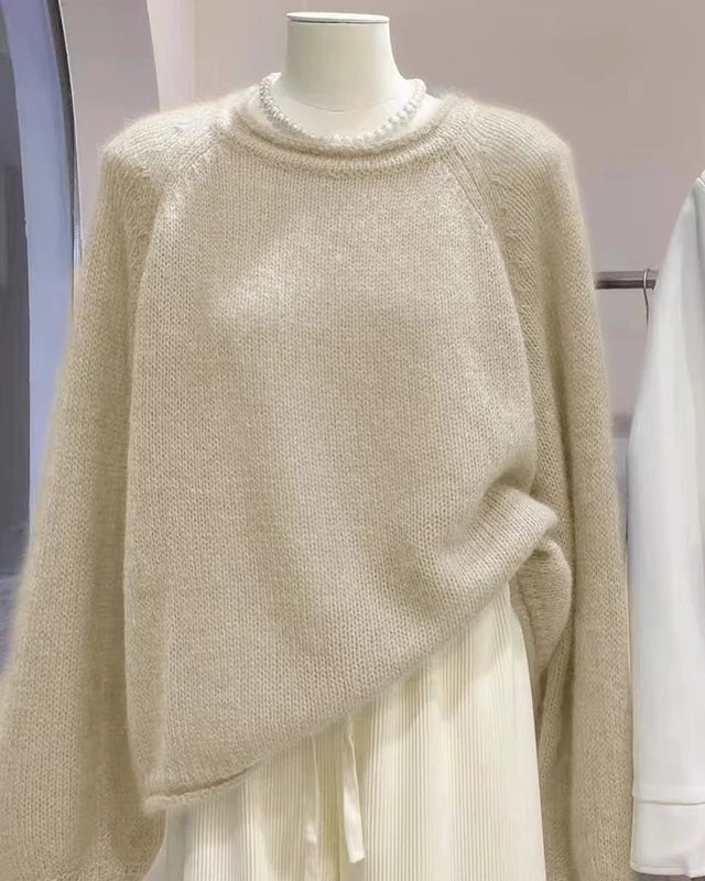 Wool Round Neck Knit Sweater