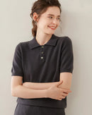 Women's Short Sleeve Polo Sweater
