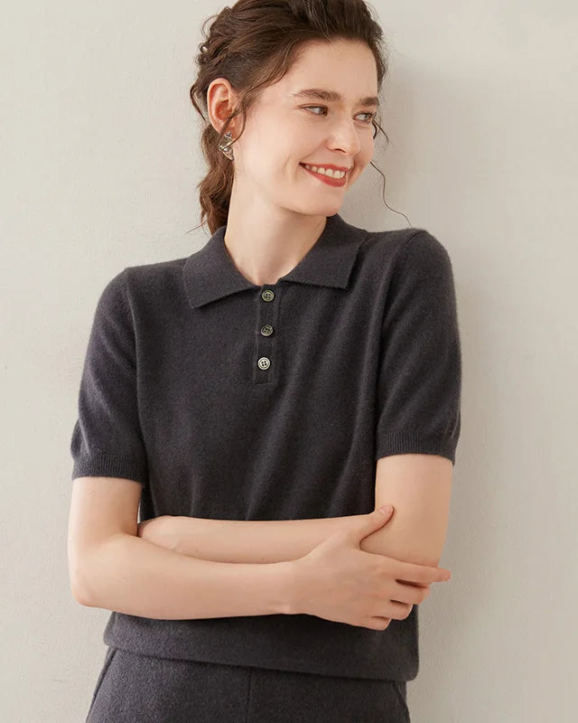 Women's Short Sleeve Polo Sweater