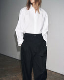 Simple Commuter Lapel Drop Shoulder Sleeve Shirt