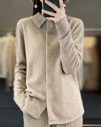 Mink Cashmere Polo Cardigan