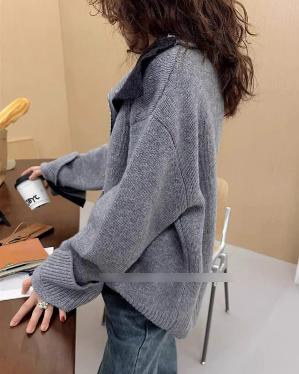 Cashmere Turtleneck Zip-Front Cardigan
