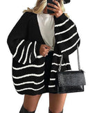 Solid V-Neck Loose Long Knit Cardigan Coat