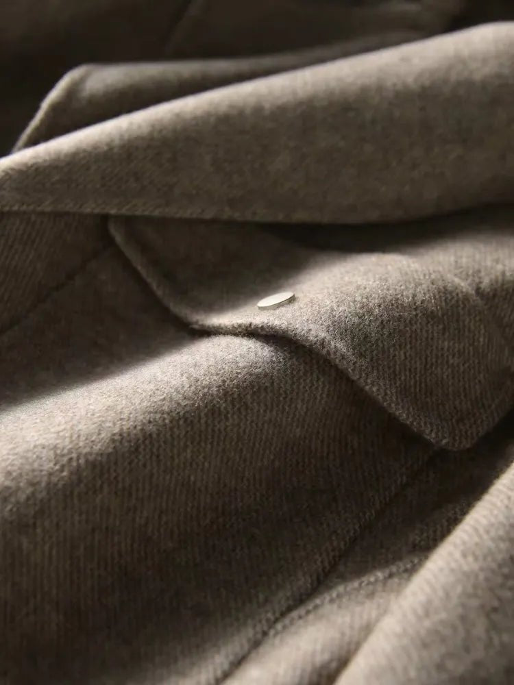 Wide Collar Wool Blended Short Coat