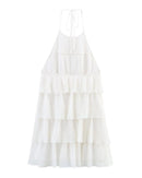 Layered Halter Neck Backless Mini Dress