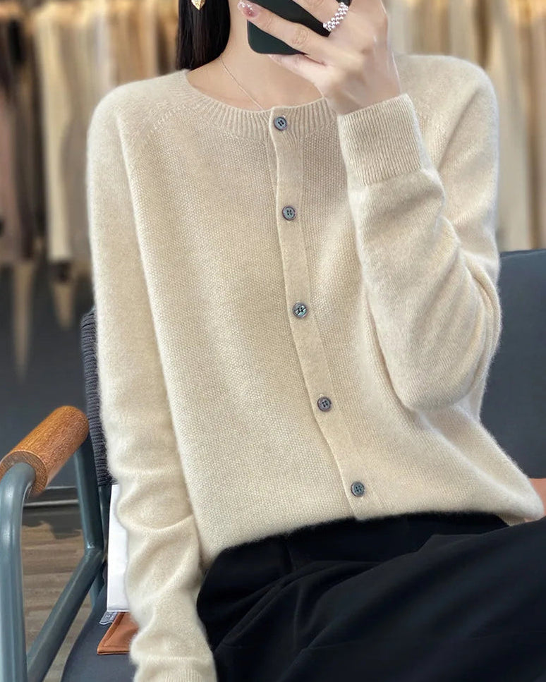 Pure Wool O-Neck Cardigan