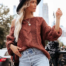 Oversized Twist Knitted Boho Retro Sweater