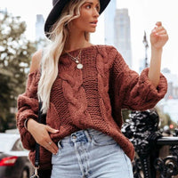 Oversized Twist Knitted Boho Retro Sweater