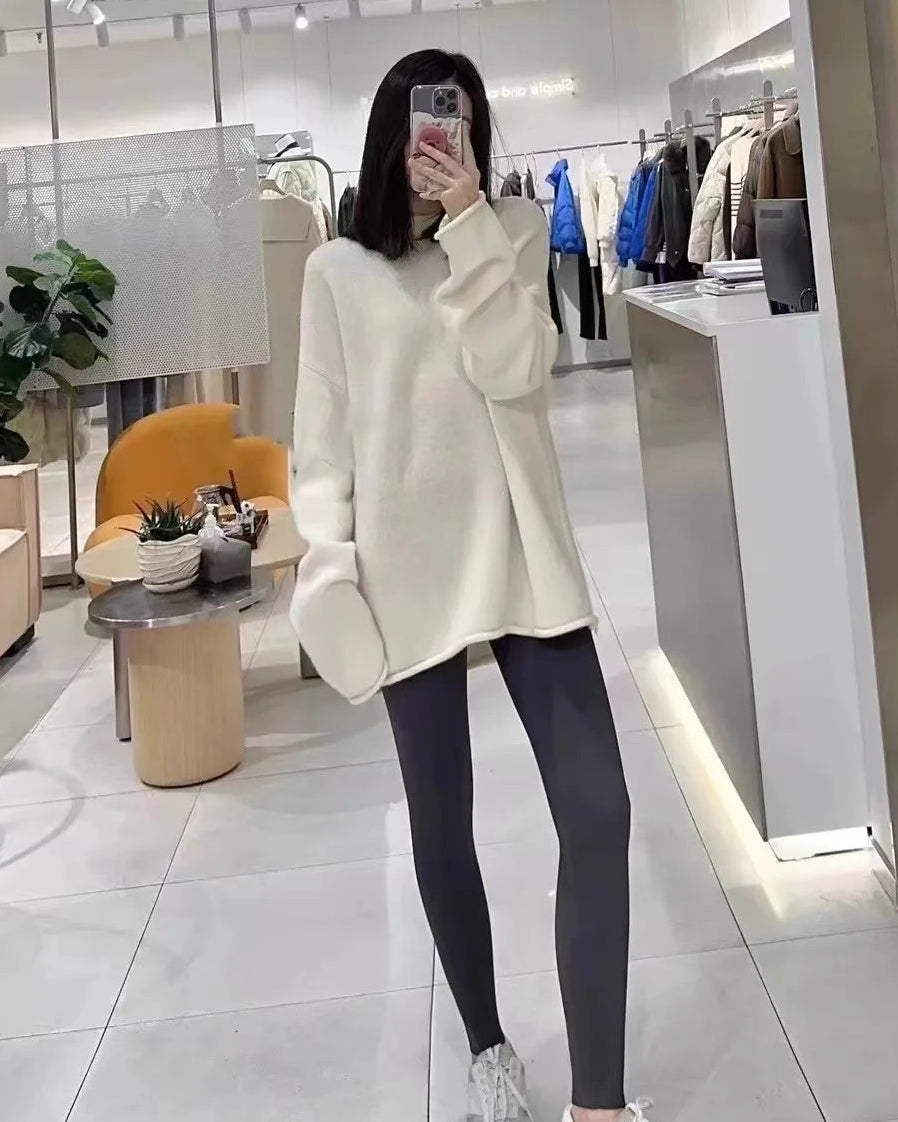 Mid-Length Cashmere Crewneck Sweater