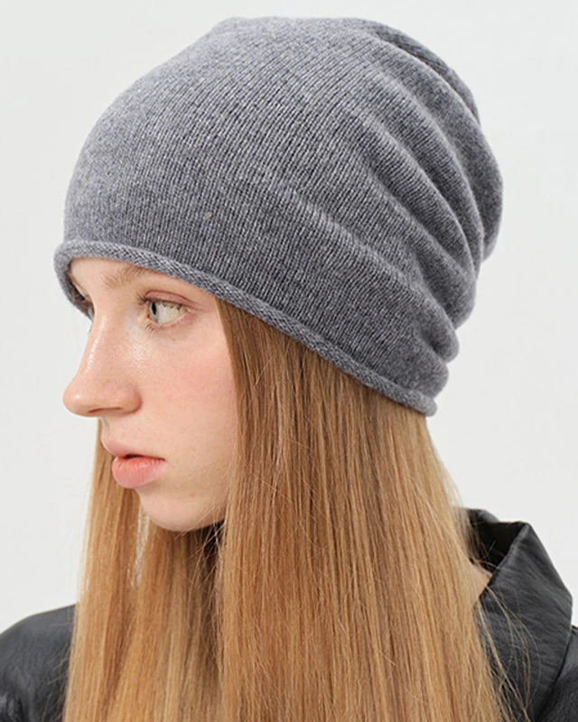 Rolled-Edge Wool Slouch Beanie