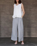 Linen Sleeveless Round Neck Loose Shirt