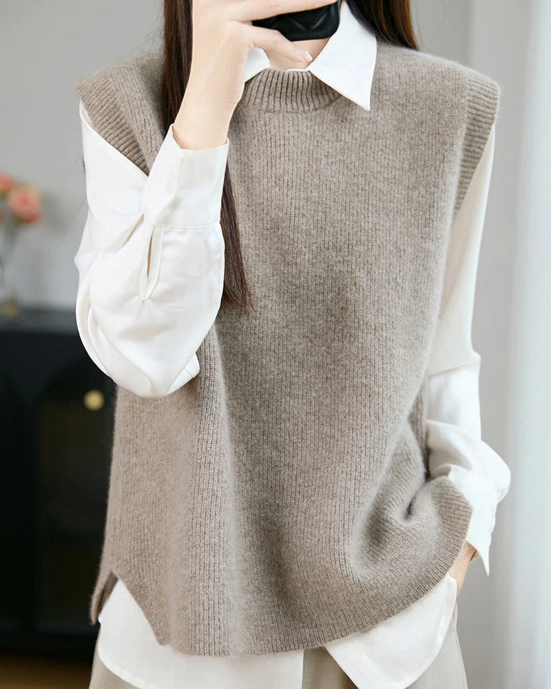Wool Knit Sleeveless Sweater Vest