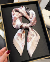 Floral Print Satin Square Scarf