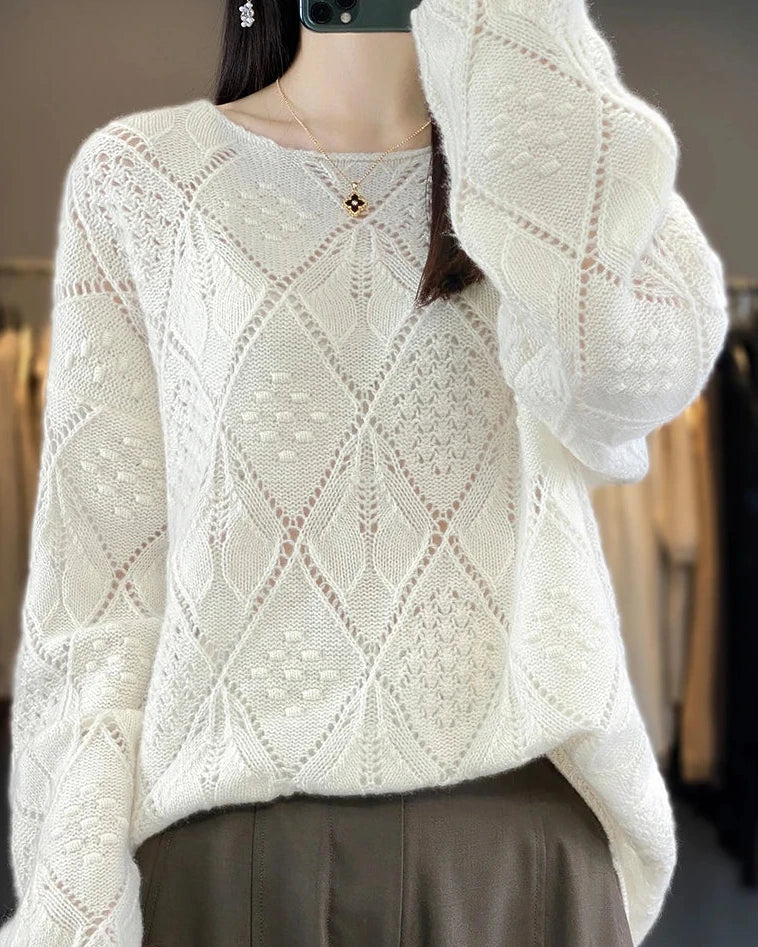 Crochet Hollow Knit Wool Sweater