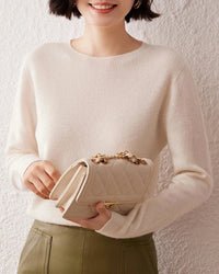 Crew Neck Long-Sleeved Cashmere Knit Sweater